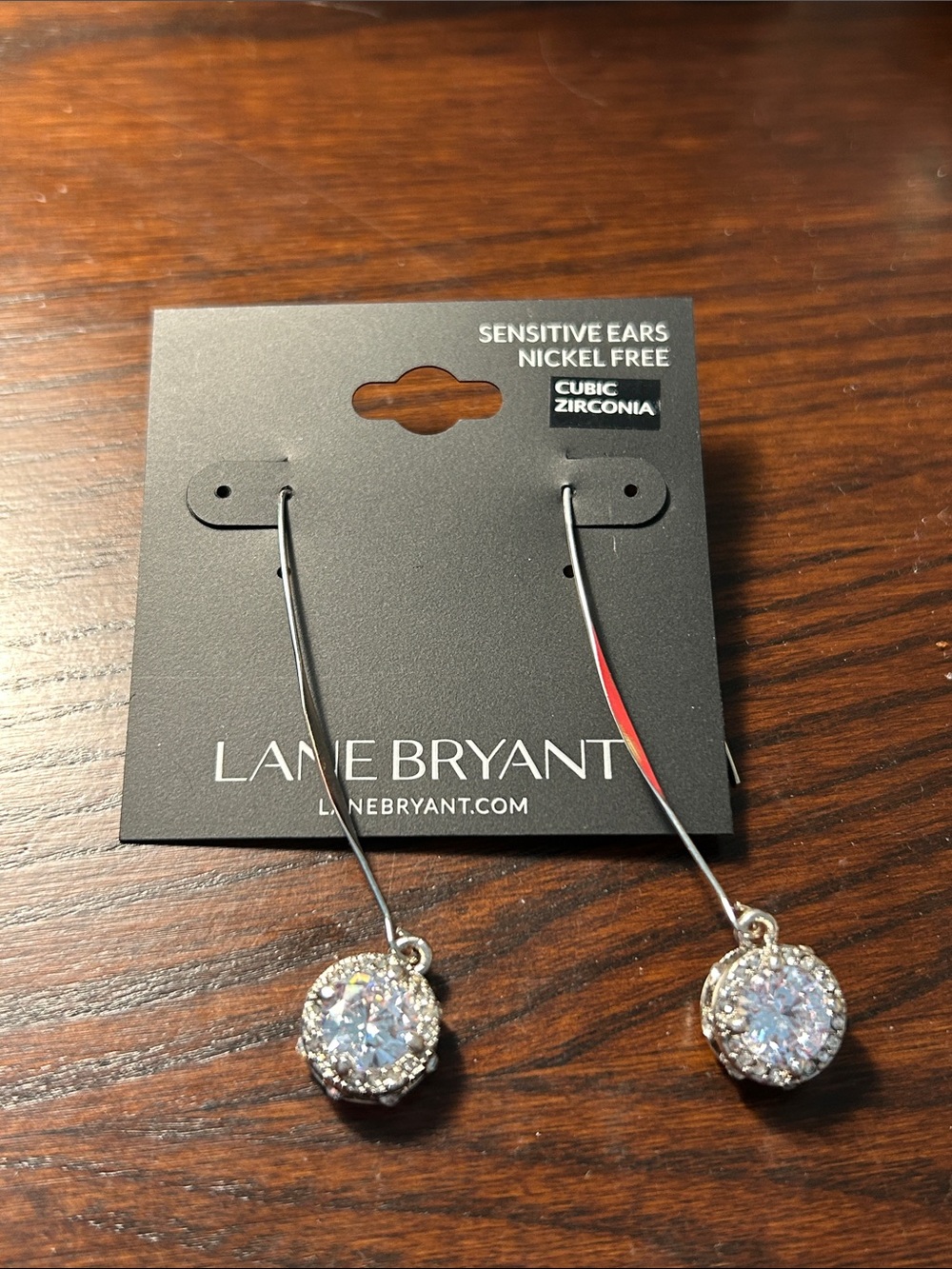 Lane Bryant Silver Drop Earrings with Clear Sparkling Stones